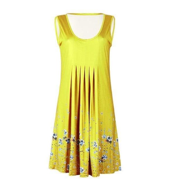 The Best Fashion O-Neck Sleeveless Tank Print Dress Online - Source Silk