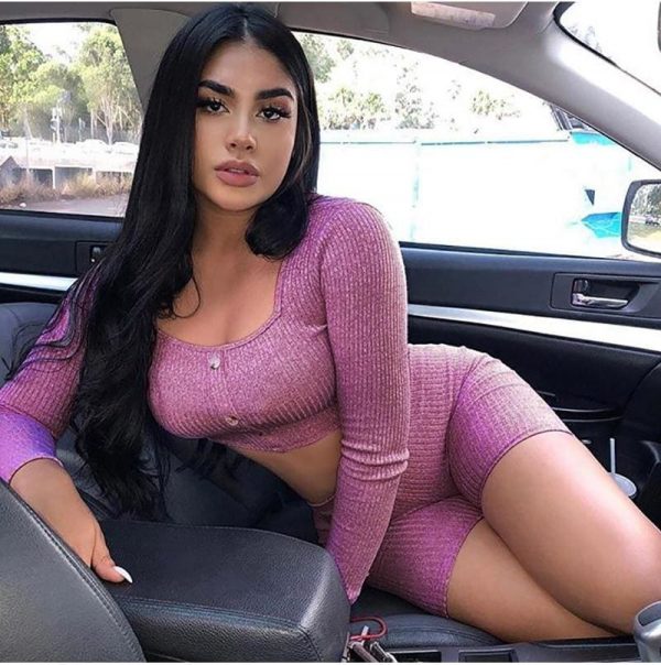 The Best Fashion Outfits Set Women Bandage Long Sleeve Crop Top and Shorts Pants Suit Fitness Workout Sport Stretch 2 Piece Set Online - Takalr