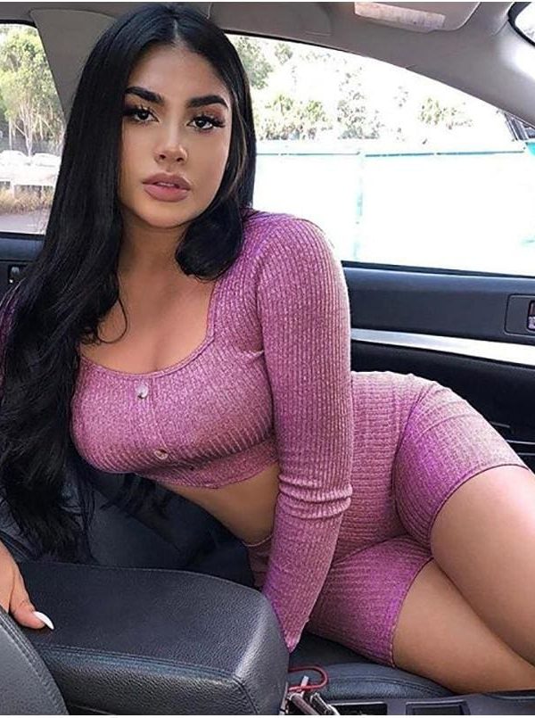 The Best Fashion Outfits Set Women Bandage Long Sleeve Crop Top and Shorts Pants Suit Fitness Workout Sport Stretch 2 Piece Set Online - Takalr