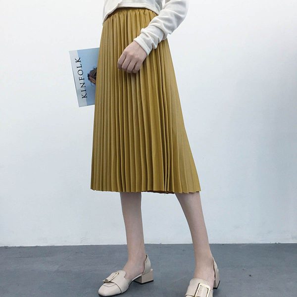 The Best Fashion Pleated Skirt Women's High Waist Plain Jersey Summer Bodycon PU Wet Tube Stretch Pencil Bodycon Midi Skirt Online - Takalr