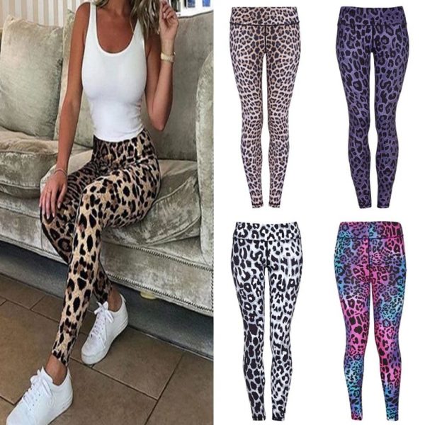 The Best Fashion Push Up Leggings Women Workout High Waist Slim Polyester High Waist Jeggings Women Leopard Print Leggings Online - Takalr