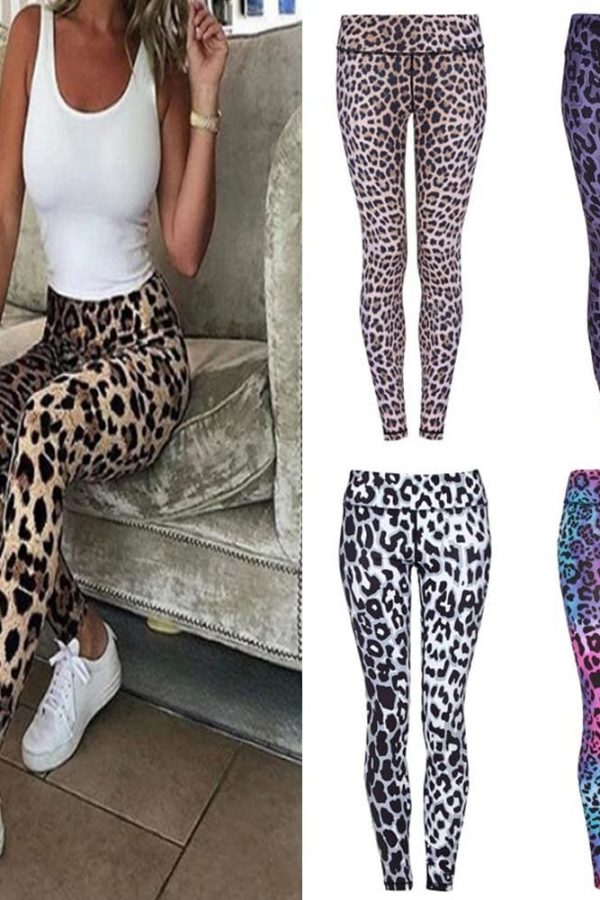 The Best Fashion Push Up Leggings Women Workout High Waist Slim Polyester High Waist Jeggings Women Leopard Print Leggings Online - Takalr