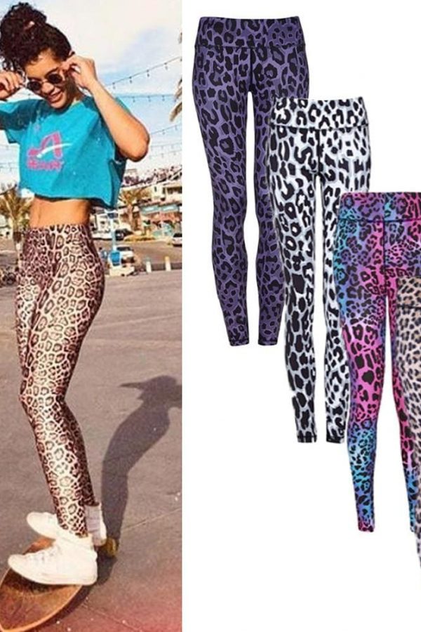 The Best Fashion Push Up Leggings Women Workout High Waist Slim Polyester High Waist Jeggings Women Leopard Print Leggings Online - Takalr