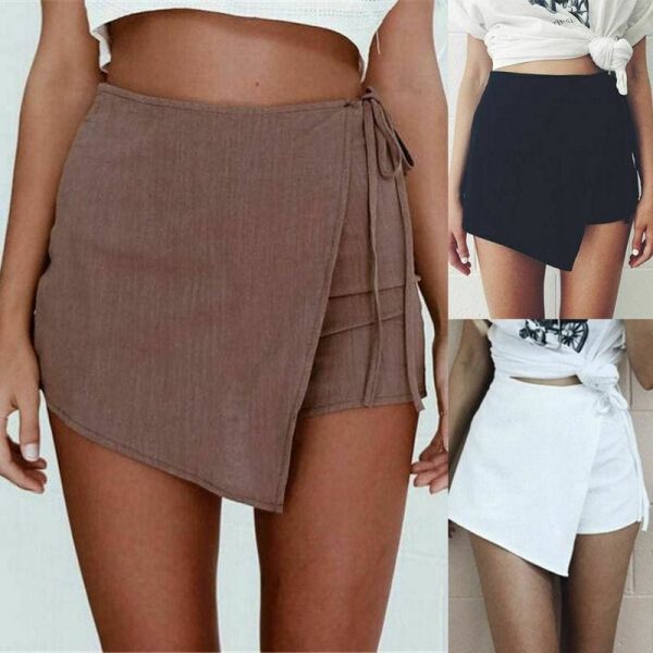 The Best Fashion Sexy Lady Women Solid Summer Shorts Sexy Casual High Waist Irregular Bandage Shorts Hot Online - Takalr