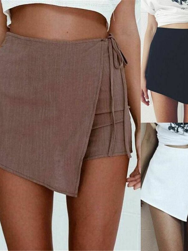 The Best Fashion Sexy Lady Women Solid Summer Shorts Sexy Casual High Waist Irregular Bandage Shorts Hot Online - Takalr