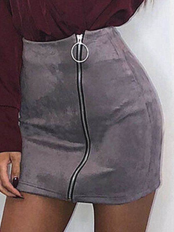 The Best Fashion Skirt Women Ladies High Waist Bodycon Pencil Skirt Casual Suede Leather Package Hip Mini Skirt Clubwear Online - Takalr