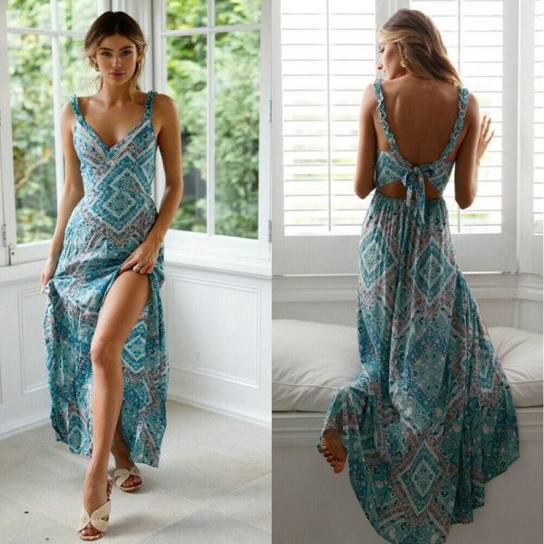 The Best Fashion Summer Dress Women Boho Evening Party Dress Ladies Casual Backless Summer Beach Holiday Sexy Sundress Online - Takalr