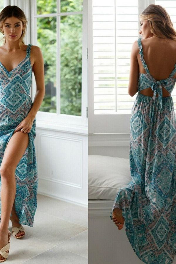 The Best Fashion Summer Dress Women Boho Evening Party Dress Ladies Casual Backless Summer Beach Holiday Sexy Sundress Online - Takalr