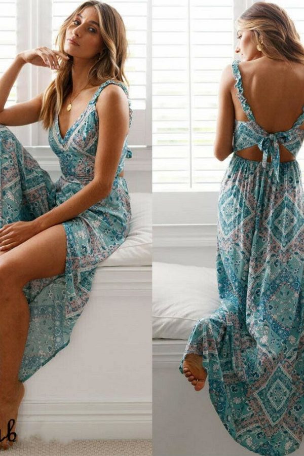 The Best Fashion Summer Dress Women Boho Evening Party Dress Ladies Casual Backless Summer Beach Holiday Sexy Sundress Online - Takalr