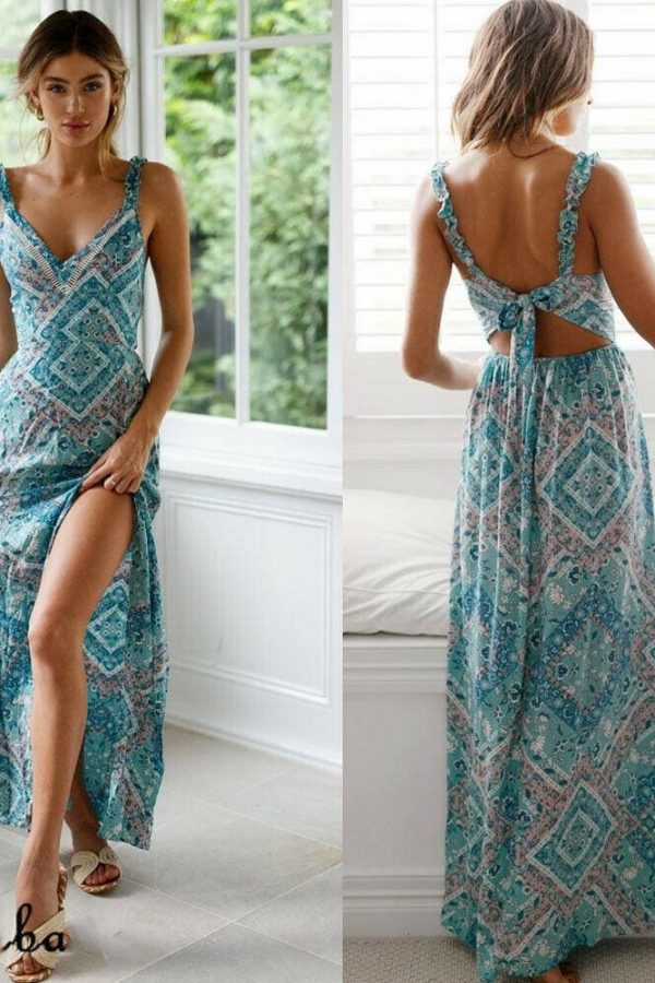 The Best Fashion Summer Dress Women Boho Evening Party Dress Ladies Casual Backless Summer Beach Holiday Sexy Sundress Online - Takalr