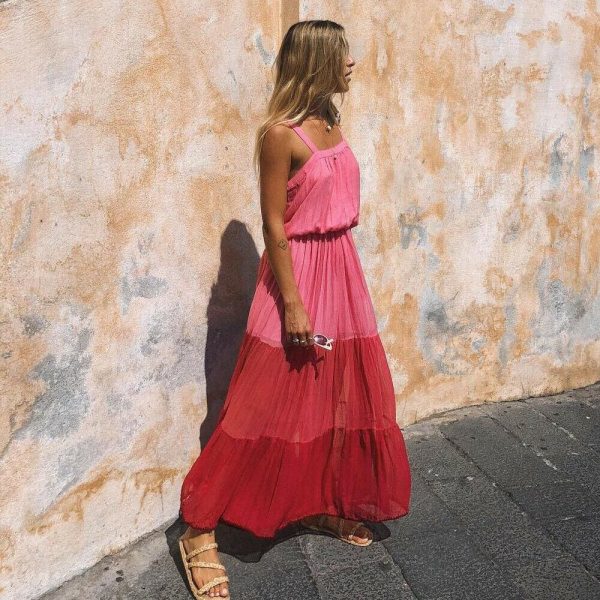 The Best Fashion Summer Dress  Women Holiday High Waist Sleeveless Dress Ladies Summer Boho Beach Long Sundress Online - Takalr