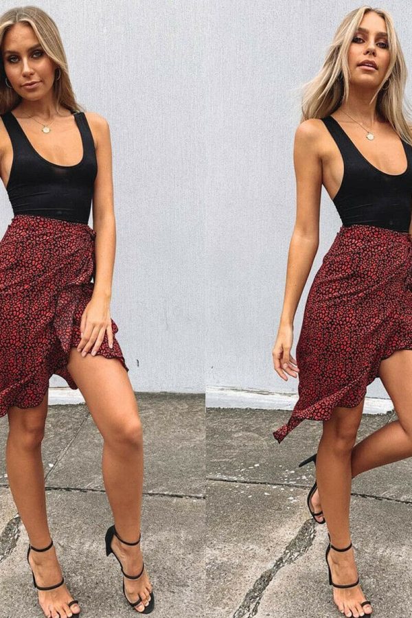 The Best Fashion Summer Women Leopard Print Wrap Skirt Ladies Casual Bandage Midi Skirt Women Sexy Party Wear Beach Sundress Online - Takalr