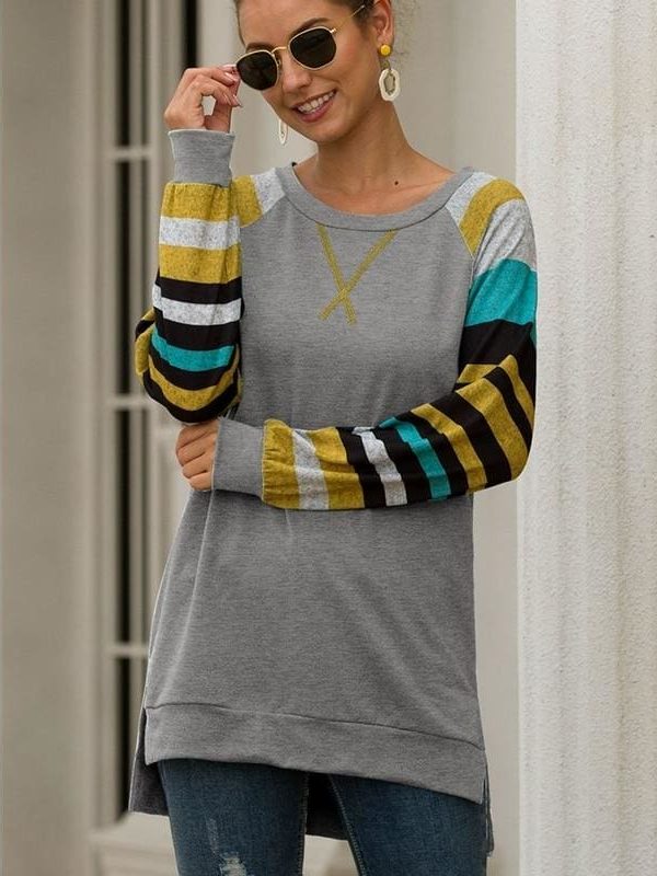 The Best Fashion Trend Women Autumn Long Sleeve Loose Ladies Striped T-Shirt Tops Casual Comfortable Daily Tops Online - Takalr