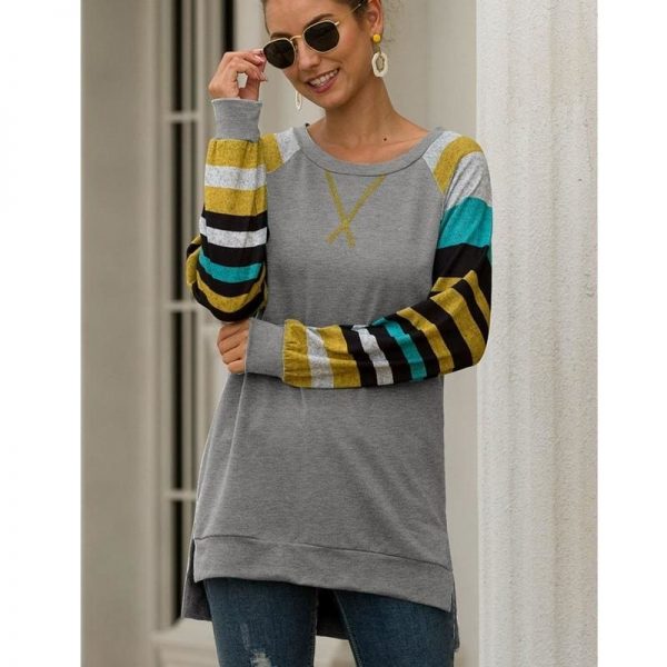 The Best Fashion Trend Women Autumn Long Sleeve Loose Ladies Striped T-Shirt Tops Casual Comfortable Daily Tops Online - Takalr