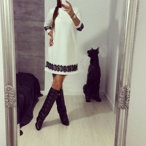 The Best Fashion White Lace Women Autumn Long Sleeve Casual Cocktail Dress Ladies Evening Party Tunic Mini Dresses Online - Takalr