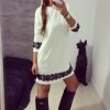 The Best Fashion White Lace Women Autumn Long Sleeve Casual Cocktail Dress Ladies Evening Party Tunic Mini Dresses Online - Takalr