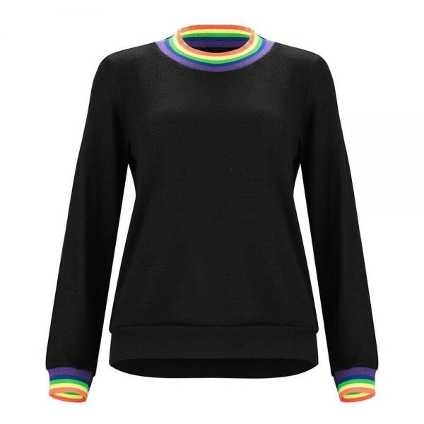 The Best Fashion Women Autumn Long Sleeve Tops Ladies Casual Rainbow Printed Crew Neck Blouse Baggy Tops Outwear Streetwear Online - Takalr