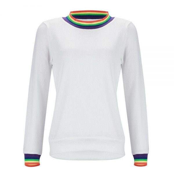 The Best Fashion Women Autumn Long Sleeve Tops Ladies Casual Rainbow Printed Crew Neck Blouse Baggy Tops Outwear Streetwear Online - Takalr