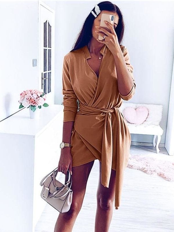 The Best Fashion Women Autumn Sexy Bodycon OL Mini Dress Elegant Long Sleeve V Neck Office Lady Wear Ladies Party Club Streetwear Online - Takalr