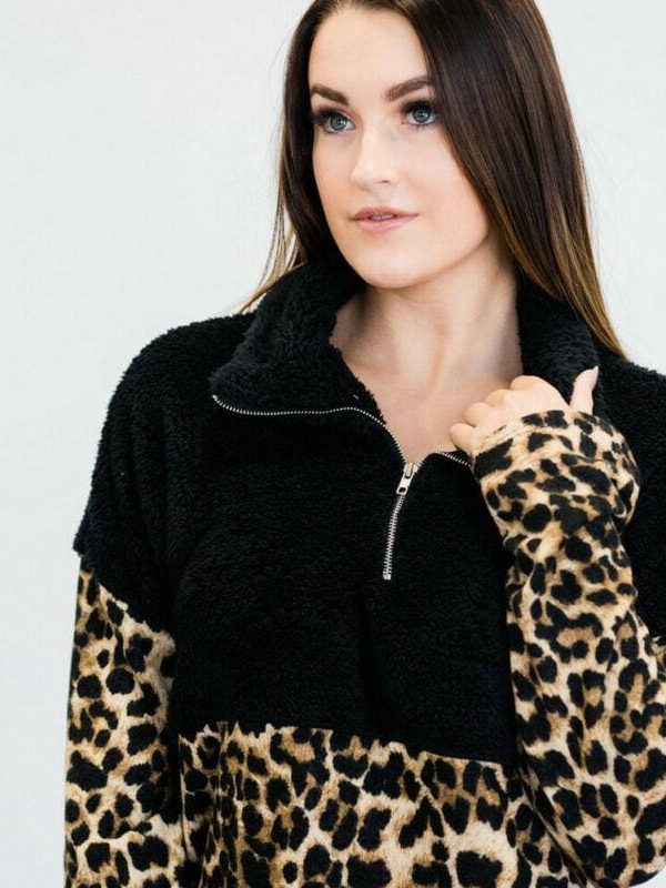 The Best Fashion Women Autumn Winter Hoodie Sweatshirt Leopard Patchwork Jumper Sweater Hooded Pullover Coat Tops Online - Takalr