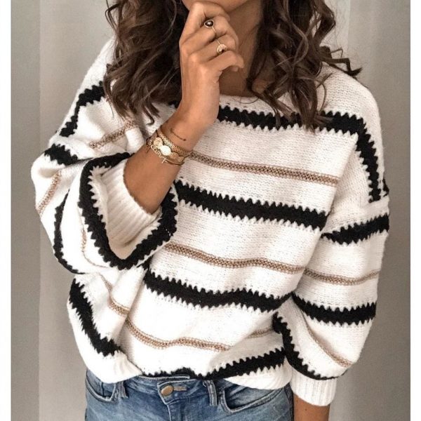 The Best Fashion Women Autumn Winter Knitted Pullover Jumper Sweater Ladies Casual Crew Neck Long Sleeve Knitwear Top Online - Takalr