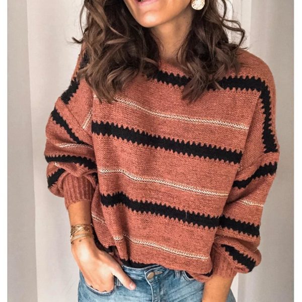 The Best Fashion Women Autumn Winter Knitted Pullover Jumper Sweater Ladies Casual Crew Neck Long Sleeve Knitwear Top Online - Takalr