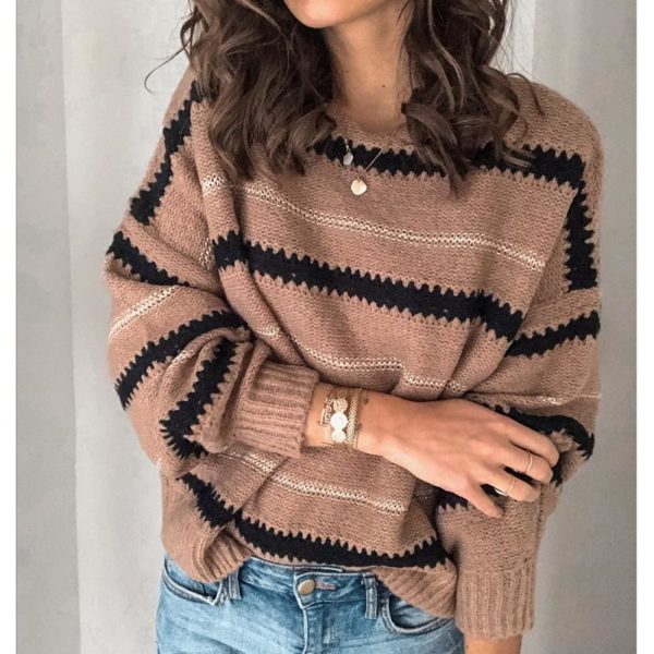 The Best Fashion Women Autumn Winter Knitted Pullover Jumper Sweater Ladies Casual Crew Neck Long Sleeve Knitwear Top Online - Takalr