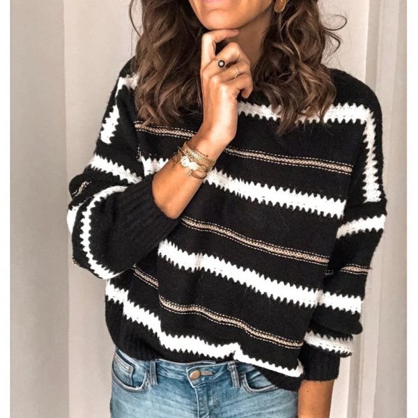 The Best Fashion Women Autumn Winter Knitted Pullover Jumper Sweater Ladies Casual Crew Neck Long Sleeve Knitwear Top Online - Takalr