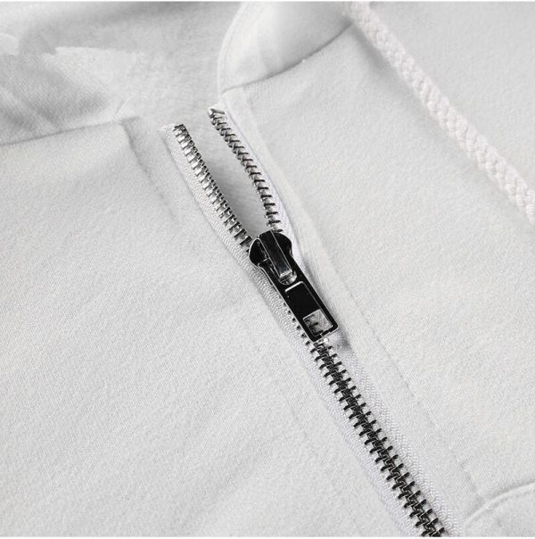 The Best Fashion Women Autumn Winter Top Casual Long Sleeve Hooded Hoodies and Sweatshirt Elegant Zipper Ladies White Streetwear Online - Takalr