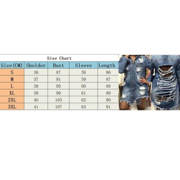 The Best Fashion Women Autumn Winter Top Oversized Holes Ripped Denim Jacket Coats Ladies Casual Outwear Streetwear Plus Size Online - Takalr