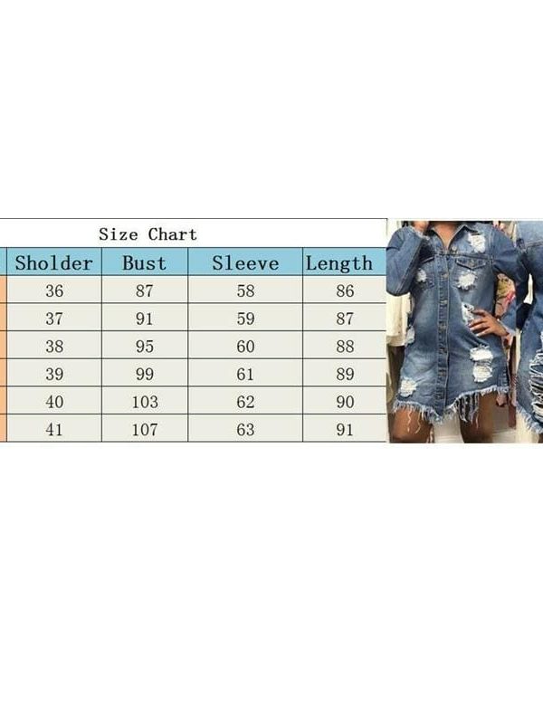 The Best Fashion Women Autumn Winter Top Oversized Holes Ripped Denim Jacket Coats Ladies Casual Outwear Streetwear Plus Size Online - Takalr