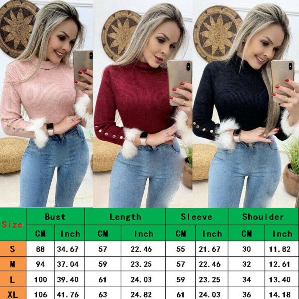 The Best Fashion Women Blouse Long Sleeve High Collar Knitted Sweater Jumper Autumn Winter Warm Knitwear Blouse Shirt Online - Takalr