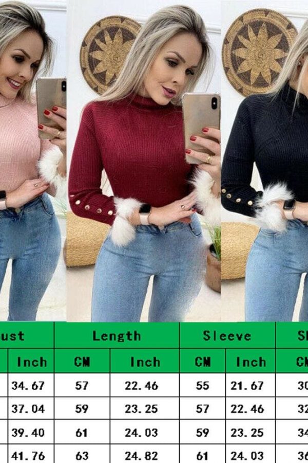 The Best Fashion Women Blouse Long Sleeve High Collar Knitted Sweater Jumper Autumn Winter Warm Knitwear Blouse Shirt Online - Takalr