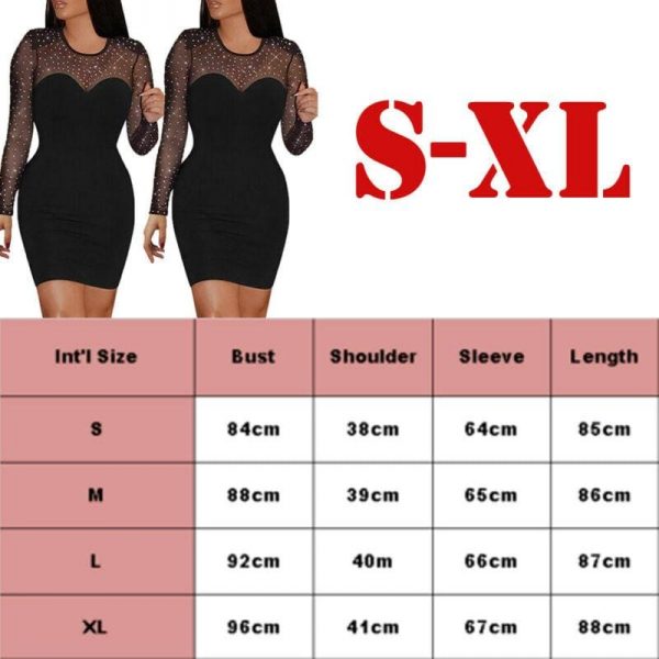 The Best Fashion Women Bodycon Mini Dress Elegant Mesh Sheer Long Sleeve Slim Stretch Ladies Dresses Online - Takalr