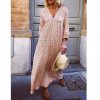 The Best Fashion Women Boho Deep V Neck Floral Long Maxi Dress Tunic Beach Kaftan Holiday Club Casual Loose Dresses Sundress Online - Takalr