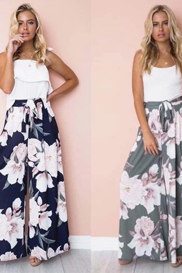 The Best Fashion Women Boho Floral High Waist Long Pants Palazzo Baggy Wide Leg Ladies Summer Loose Casual Trousers Online - Takalr