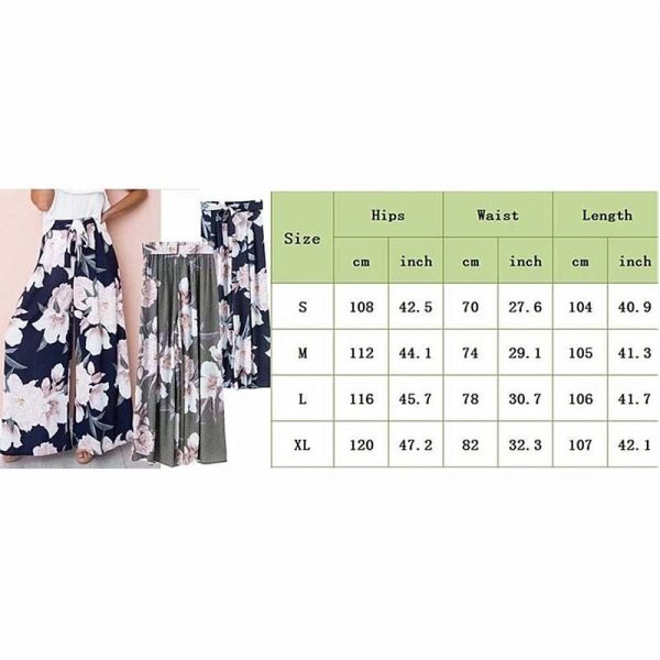 The Best Fashion Women Boho Floral High Waist Long Pants Palazzo Baggy Wide Leg Ladies Summer Loose Casual Trousers Online - Takalr