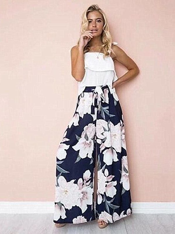 The Best Fashion Women Boho Floral High Waist Long Pants Palazzo Baggy Wide Leg Ladies Summer Loose Casual Trousers Online - Takalr