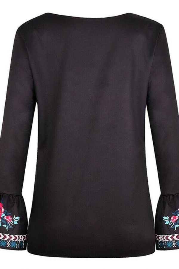 The Best Fashion Women Boho Floral Long Sleeve Baggy V Neck Loose Blouse Autumn Ladies Casual Jumper Tops Plus Size Online - Takalr