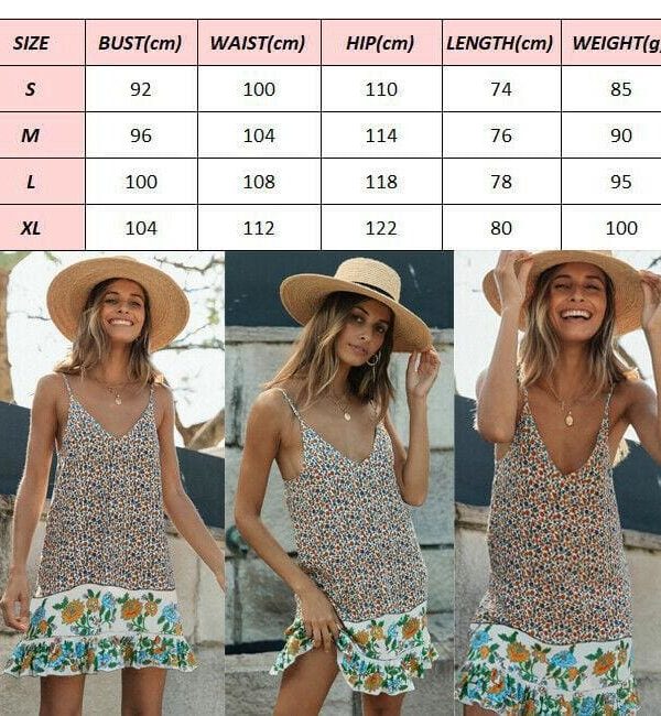 The Best Fashion Women Boho Strappy Sexy V-Neck Floral Mini Dress Holiday Beach Sundress Casual Loose Summer Dresses Online - Takalr