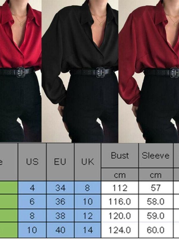 The Best Fashion Women Button Down Blouse Shirts Ladies Autumn Long Sleeve Casual V-Neck Loose OL Work Blouse Tops Online - Takalr