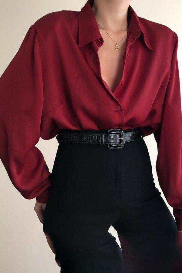 The Best Fashion Women Button Down Blouse Shirts Ladies Autumn Long Sleeve Casual V-Neck Loose OL Work Blouse Tops Online - Takalr