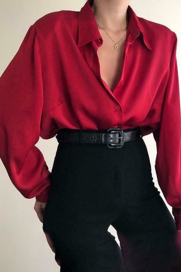 The Best Fashion Women Button Down Blouse Shirts Ladies Autumn Long Sleeve Casual V-Neck Loose OL Work Blouse Tops Online - Takalr