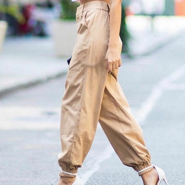 The Best Fashion Women Casual Hip Hop Loose Visual Rock Chain Trousers Dance High Waist Cargo Pants Plus Size Online - Takalr