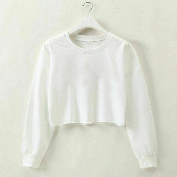 The Best Fashion Women Casual Long Sleeve Solid Sweatshirt Jumper Summer Autumn Holiday Casual Sportwear Crop Top Loose Pullover Coat Online - Takalr