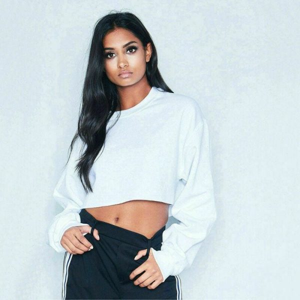 The Best Fashion Women Casual Long Sleeve Solid Sweatshirt Jumper Summer Autumn Holiday Casual Sportwear Crop Top Loose Pullover Coat Online - Takalr