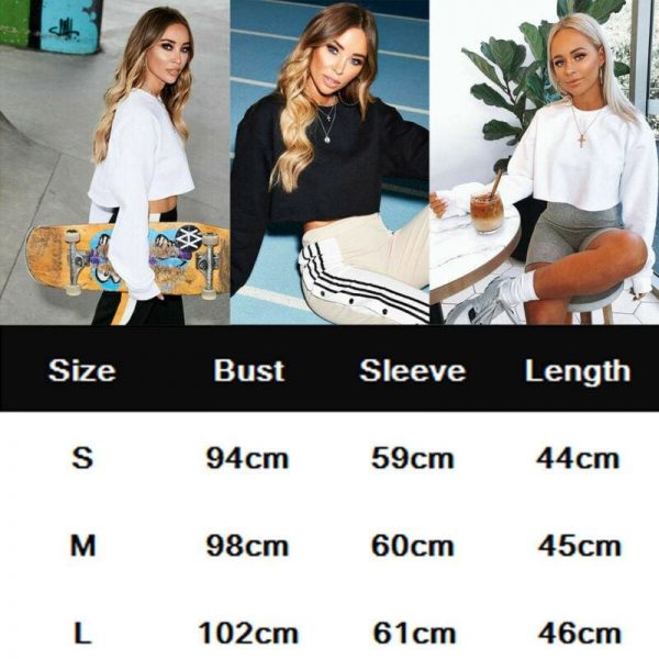 The Best Fashion Women Casual Long Sleeve Solid Sweatshirt Jumper Summer Autumn Holiday Casual Sportwear Crop Top Loose Pullover Coat Online - Takalr