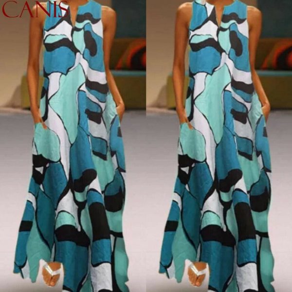 The Best Fashion Women Casual Sleeveless Summer Loose Long Maxi Dress Boho O-neck Unique Design Beach 2019 New Ladies Dress Online - Takalr