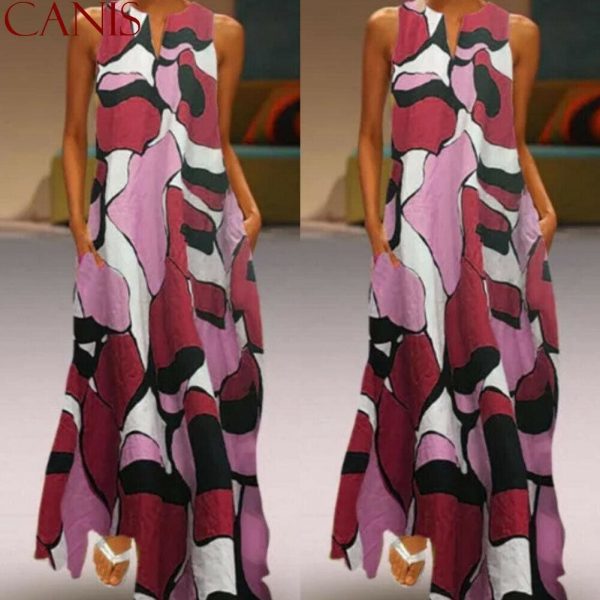 The Best Fashion Women Casual Sleeveless Summer Loose Long Maxi Dress Boho O-neck Unique Design Beach 2019 New Ladies Dress Online - Takalr