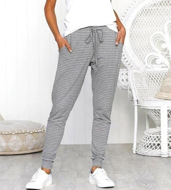 The Best Fashion Women Casual Sweatpants Stripes Drawstring Loose Jogger Dance Harem Pants Sports Baggy Slacks Trousers Online - Takalr